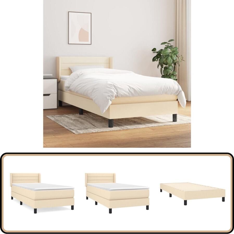 VidaXL Boxspring 100x200 cm Inclusief Matras & Topmatras Boxspringbed Boxspring Bed Slaapkamerinrichting Cremekleurig Bed