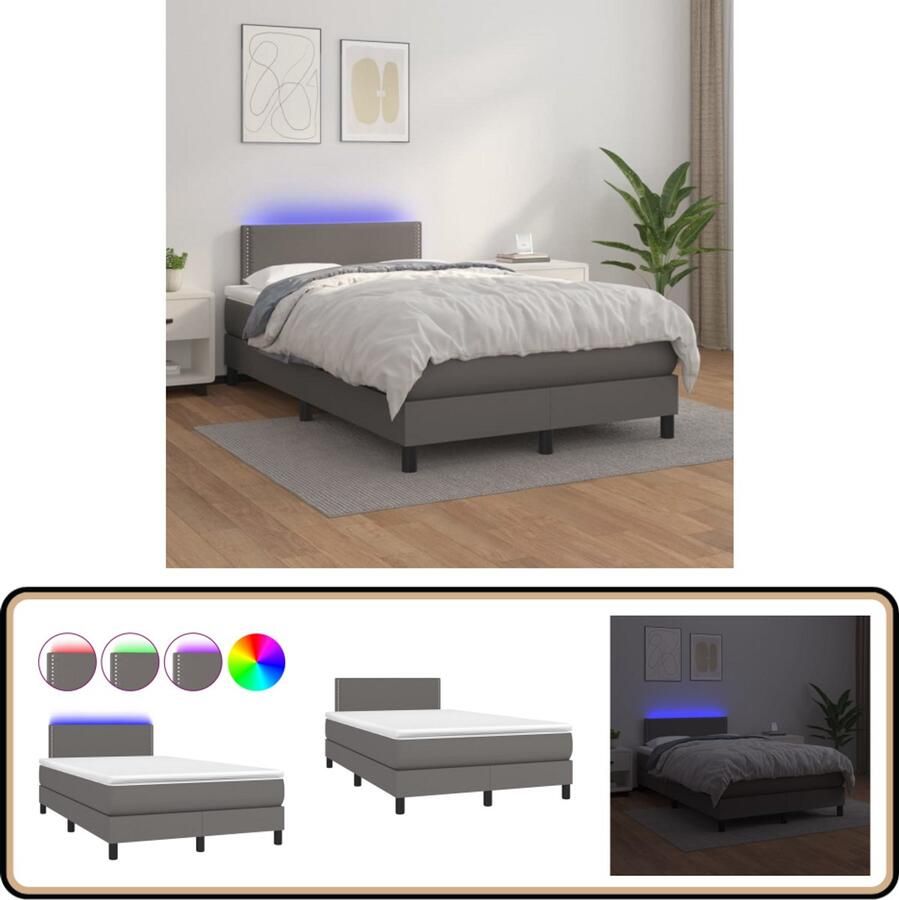 The Living Store Boxspring LED Kunstleer Verstelbaar hoofdbord Pocketvering matras Huidvriendelijk topmatras 203x120 cm Boxspring Led Bed Kunstleder Bed Elektrisch Verstelbare Hoofdbord Pocketveer Matras - Foto 2
