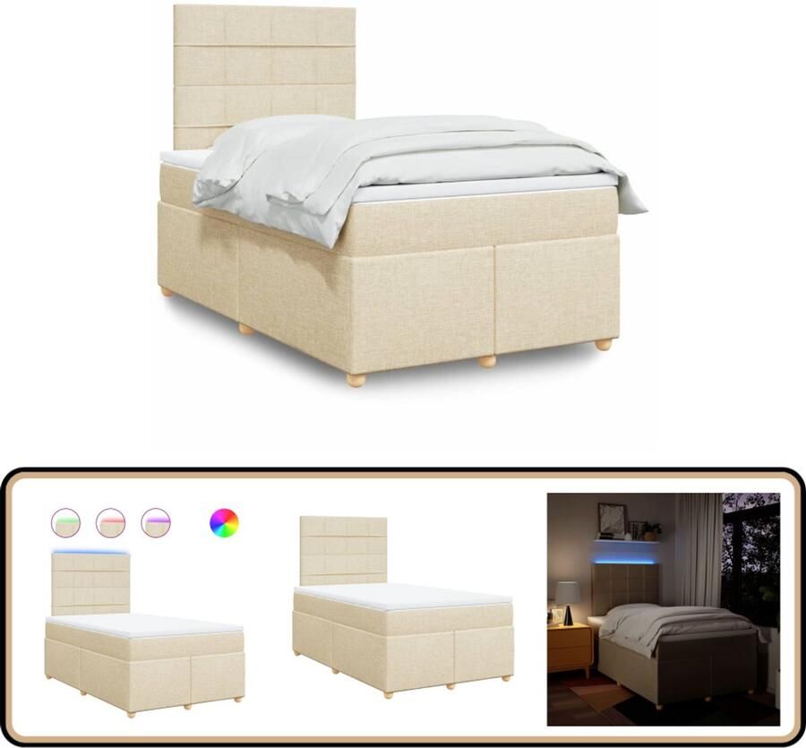 VidaXL Boxspring 120x200 cm Met Matras en LED Boxspring Led Verlichting Boxspringbed Pocketingmatras Elektrisch Verstelbaar Hoofdbord