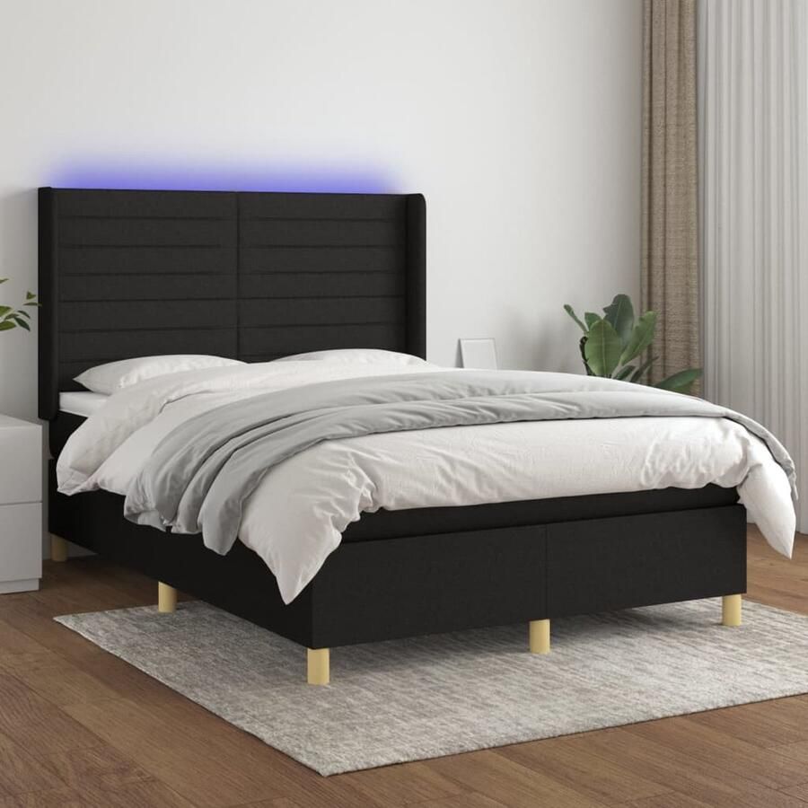 VidaXL Boxspring 140x190 cm Met LED en Matras Boxspring Led Lamp Pocketveer Matras Elektrisch Bed Hoofdbord Verstelbaar Boxspring Frame Tweepersoons Bed King Size Bed - Foto 2