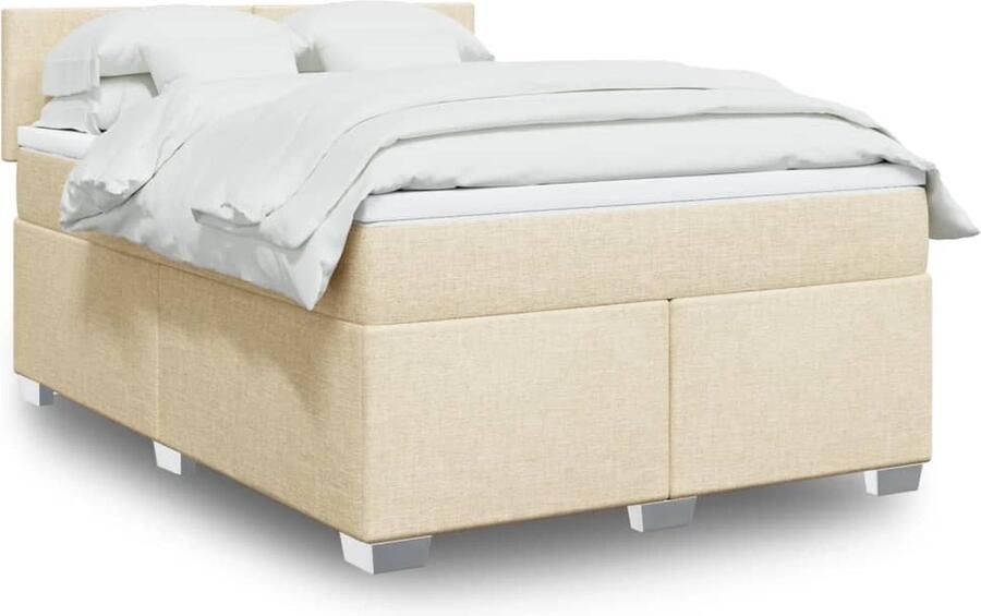 VidaXL Boxspring met matras Crèmekleurig 140x190 cm