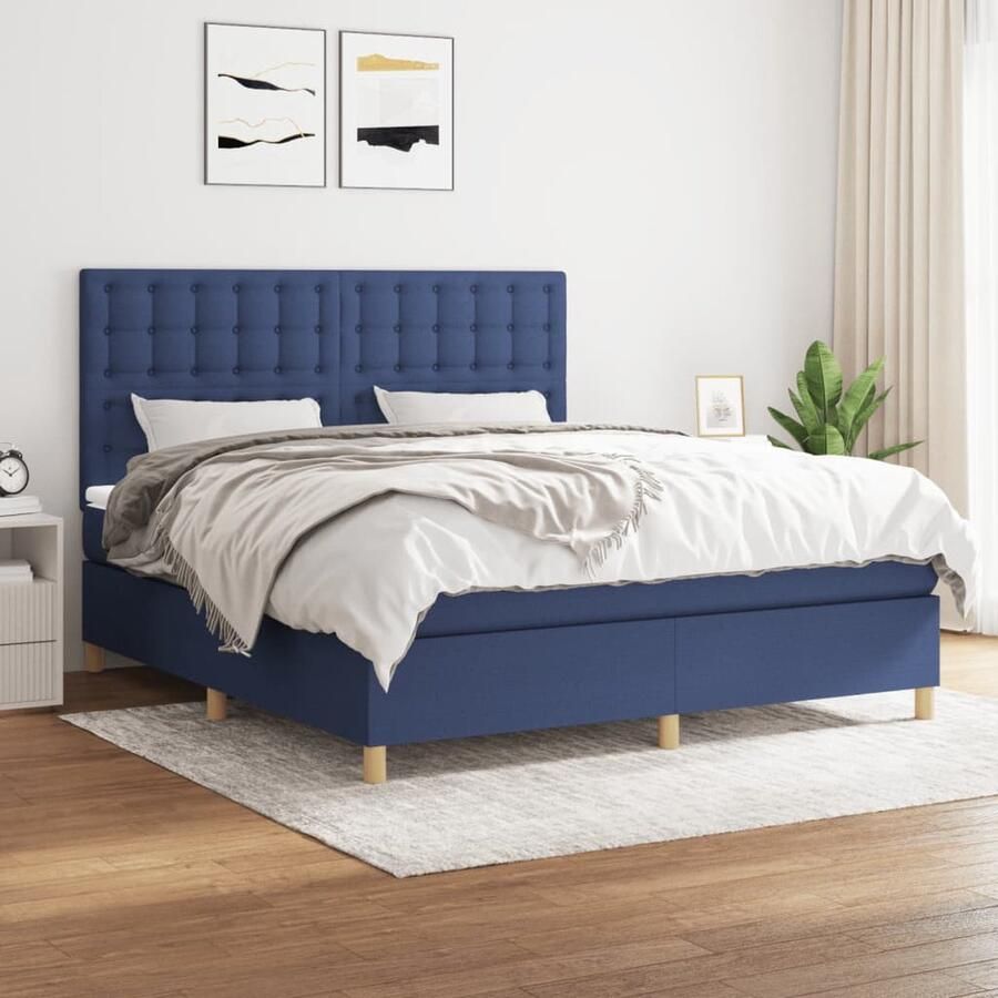 VidaXL Boxspring 160x200 cm Inclusief Matras Boxspringbed Slaapcomfort Boxsprings Tweepersoonsbed Slaapkamerinrichting Pocketing Matras Frame Bedbank - Foto 2