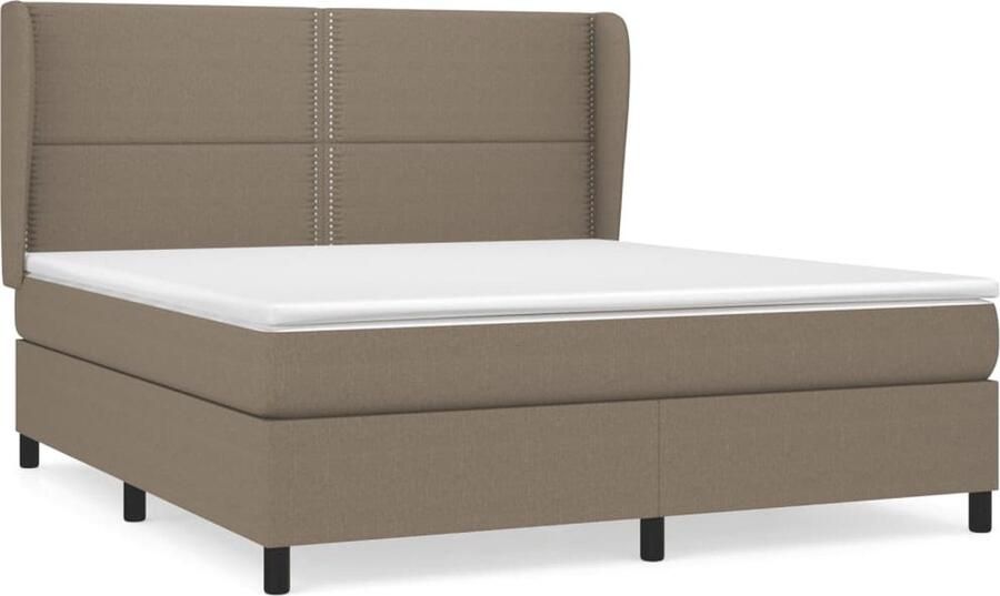 VidaXL Boxspring 160x200 cm Taupe Inclusief Matras Boxspringbed Pocketvering Matras Middenhard Taupe Bed Frame Hoofdbord Luxe Bed Slaapkamer - Foto 2