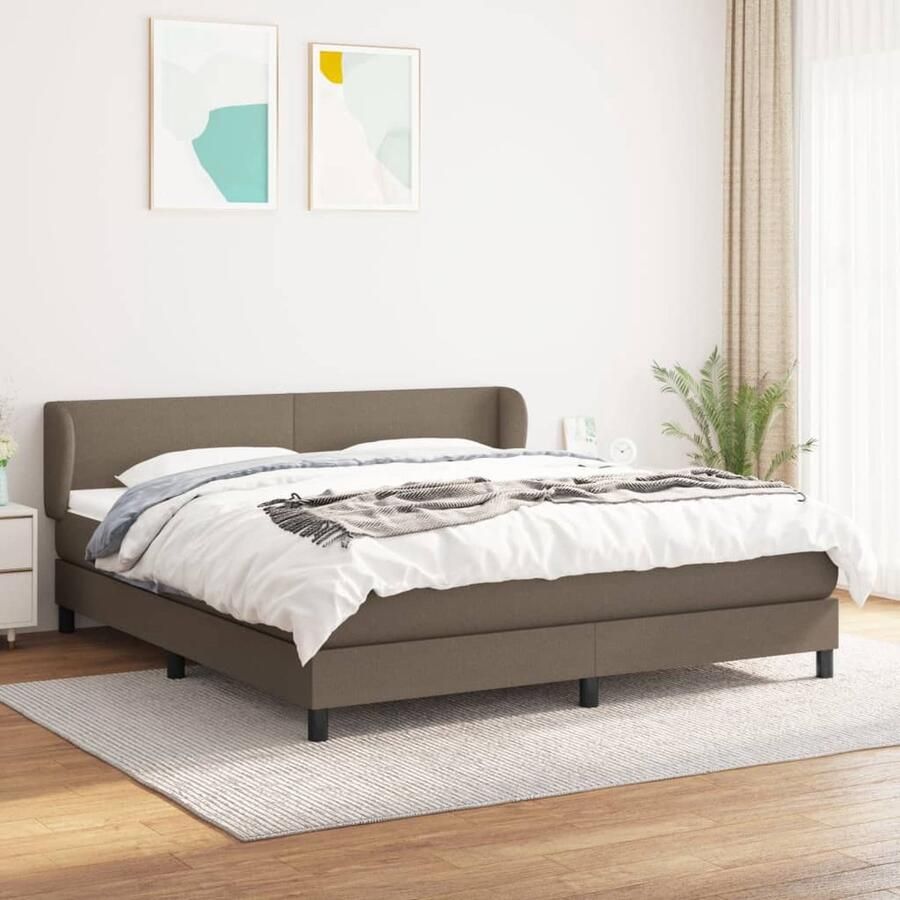 VidaXL Boxspring Taupe 180x200 cm Inclusief Matrassen Boxspringbed Boxsprings Slaapkamerinrichting Tweepersoonsbed Bed Frame Pocketed Spring Mattress Medium Firm Mattress Taupec - Foto 2