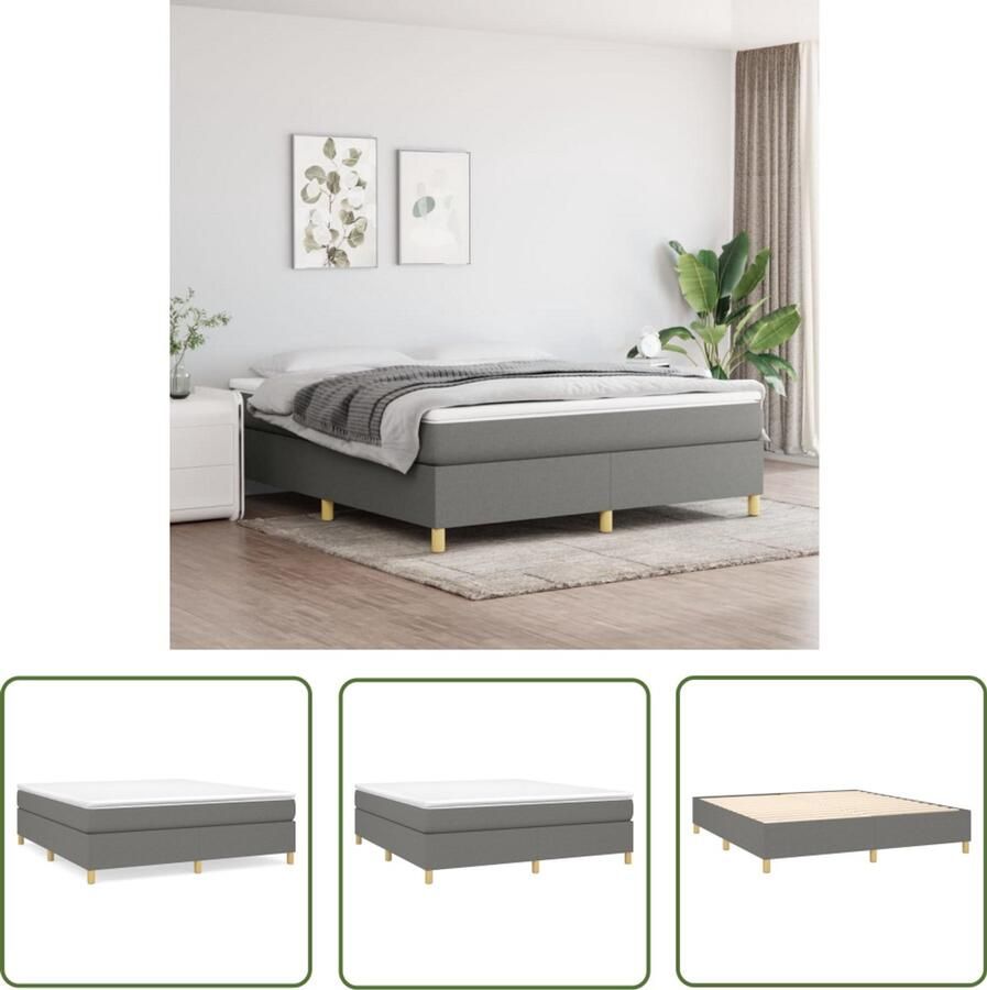 Vida XL Boxspring met matras stof donkergrijs 180x200 cm SKU: V3144539
