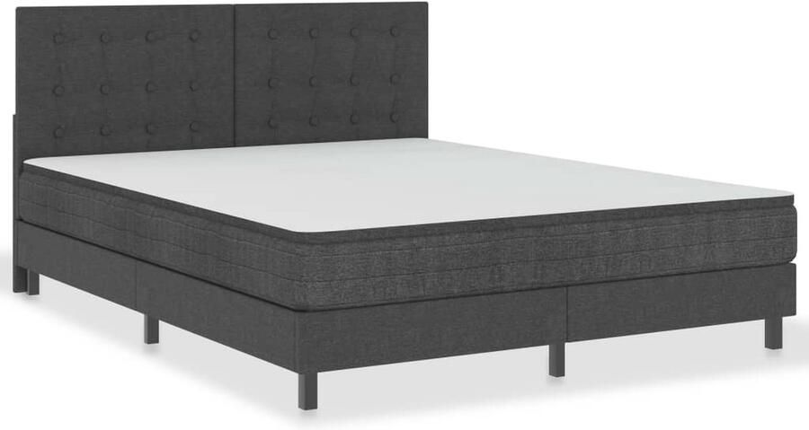 VidaXL Boxspring 180x200 cm Donkergrijs Stof Boxspring Donkere Kleuren Tweepersoonsbed Slaapcomfort Boxsprings Kopen Lederlook - Foto 3