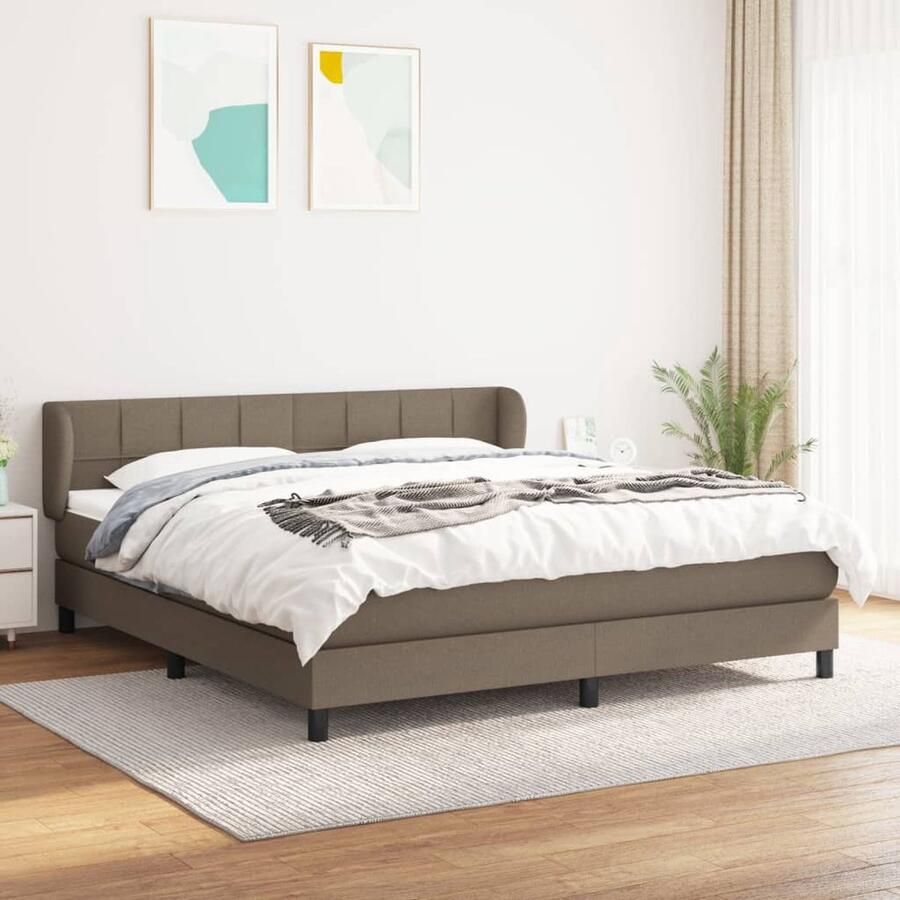 VidaXL Boxspring 180x200 cm Inclusief matras en topper Boxspringbed Boxspring Tweepersoonsbed Taupecouleur Pocketed Verenmatras Middenhard Matras Stapelbare Bedden - Foto 2