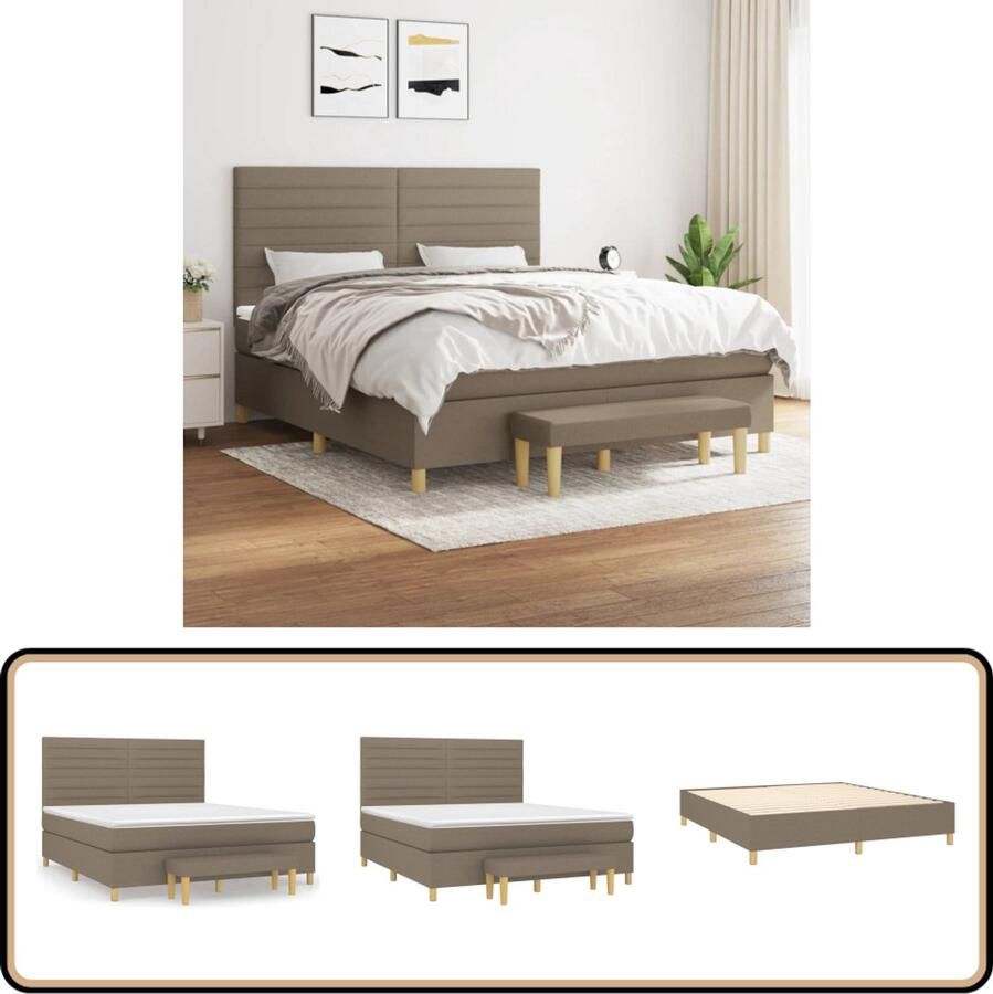 VidaXL Boxspring 180x200 cm Inclusief Matras Taupe Boxspringbed Boxspring Tweepersoonsbed Slaapkamerinrichting Bed Met Hoofdbord