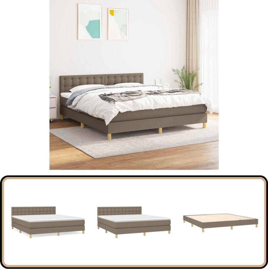 VidaXL Boxspring 180x200 cm Inclusief Matras Taupe Boxspringbed Pocketvering Matras Middenhard Taupe Kleur Tweepersoonsbed