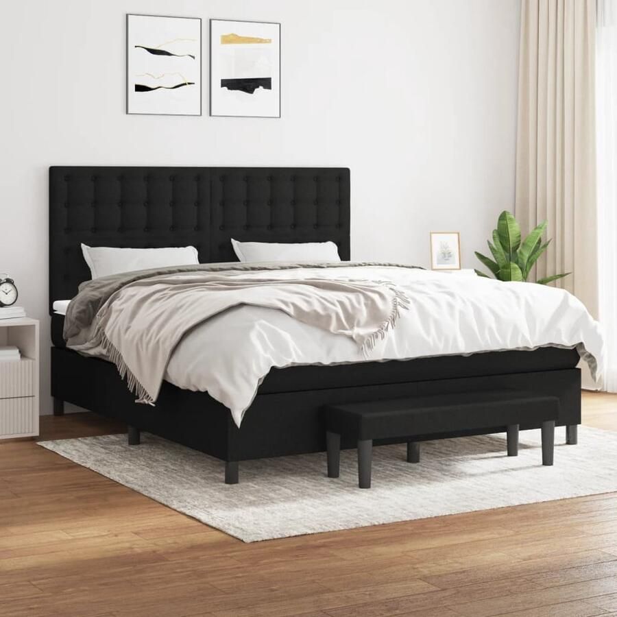 VidaXL Boxspring 180x200 cm Inclusief Matras Zwart Boxspringbed Boxsprings Tweepersoonsbed King Size Bed Zitzon Stapelbare Bank Modern Bed Luxe Bed Boxspring Frame - Foto 2