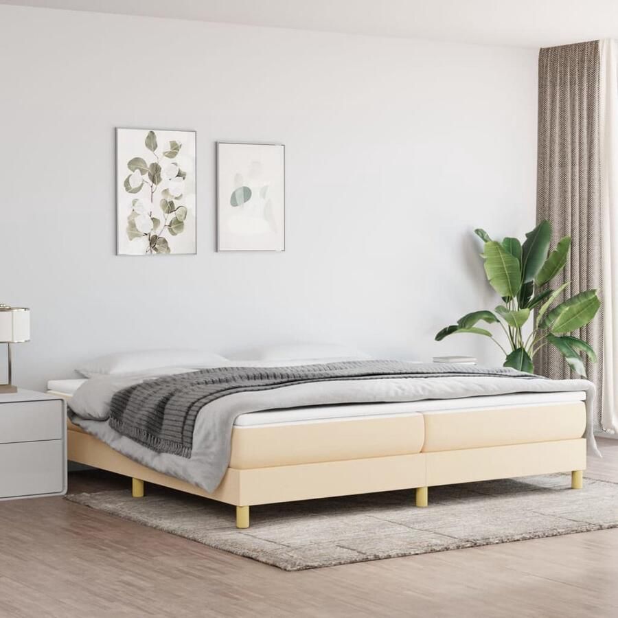 VidaXL Boxspring 200x200 cm Inclusief matrassen Boxspring Boxspringbed Premium Boxspring Tweepersoons Bed Creme Kleur Pocketveer Matras Middelhard Matras Huidgevend - Foto 2