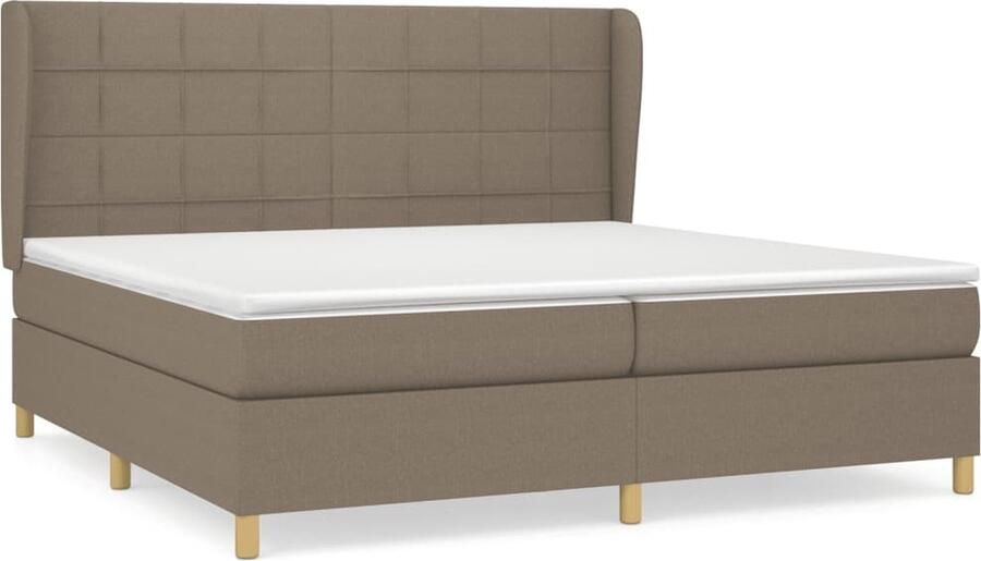 VidaXL Boxspring 200x200 cm Taupe Inclusief Matras Boxspringbed Boxspring Tweepersoonsbed Bed Frame Taupecouleur Lederlook Moderne Slaapkamer - Foto 3