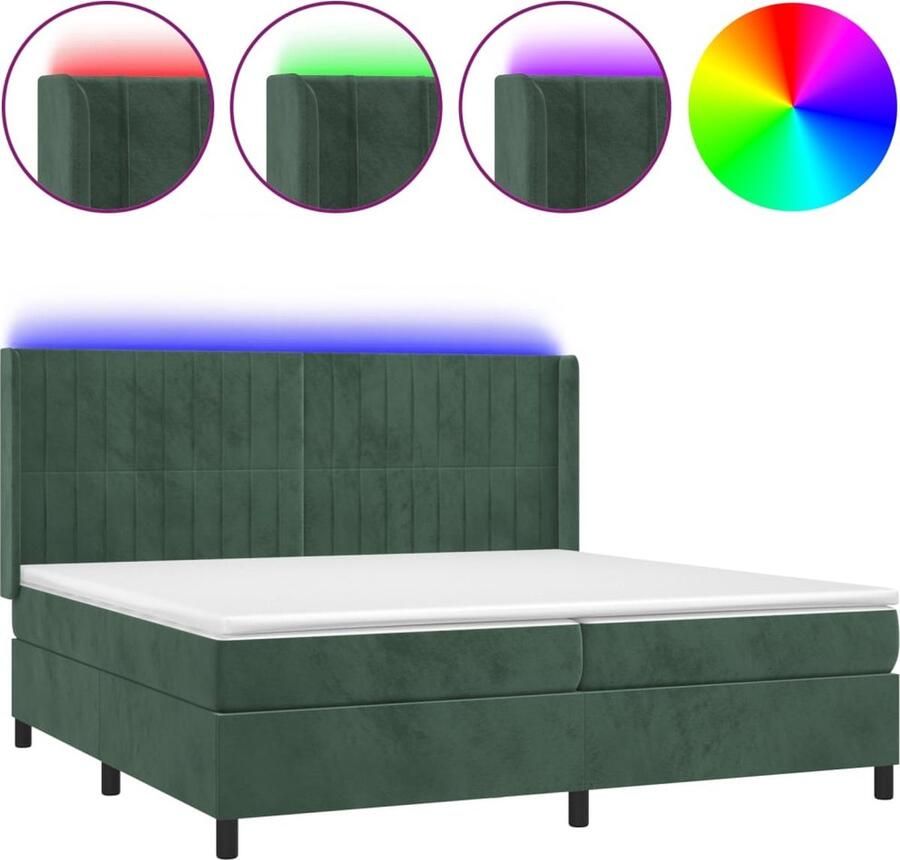 VidaXL Boxspring 200x200cm met LED en Matras Boxspring Led Boxspring Fluweel Bed Elektrisch Verstelbare Hoofdbord Pocketveer Matras