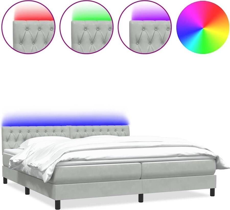VidaXL Boxspring 200x210 cm met LED en Matras Boxspring Led Boxspring Fluwelen Boxspring Tweepersoonsbed Kingsize Bed Boxspring Met Matras Elektrische Bedheffing Hoofdbord Bedroom Furniture Slaapkamerinrichting - Foto 2