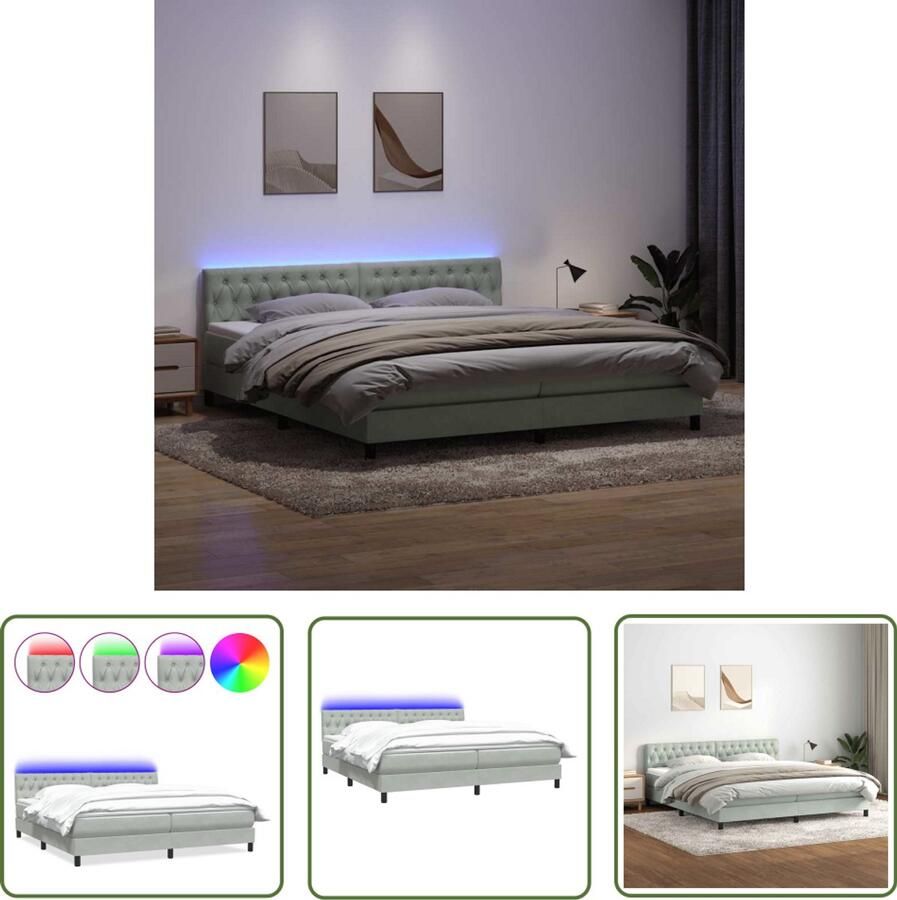 VidaXL Boxspring 200x210 cm met LED en Matras Boxspring Led Boxspring Fluwelen Boxspring Tweepersoonsbed Kingsize Bed Boxspring Met Matras Elektrische Bedheffing Hoofdbord Bedroom Furniture Slaapkamerinrichting
