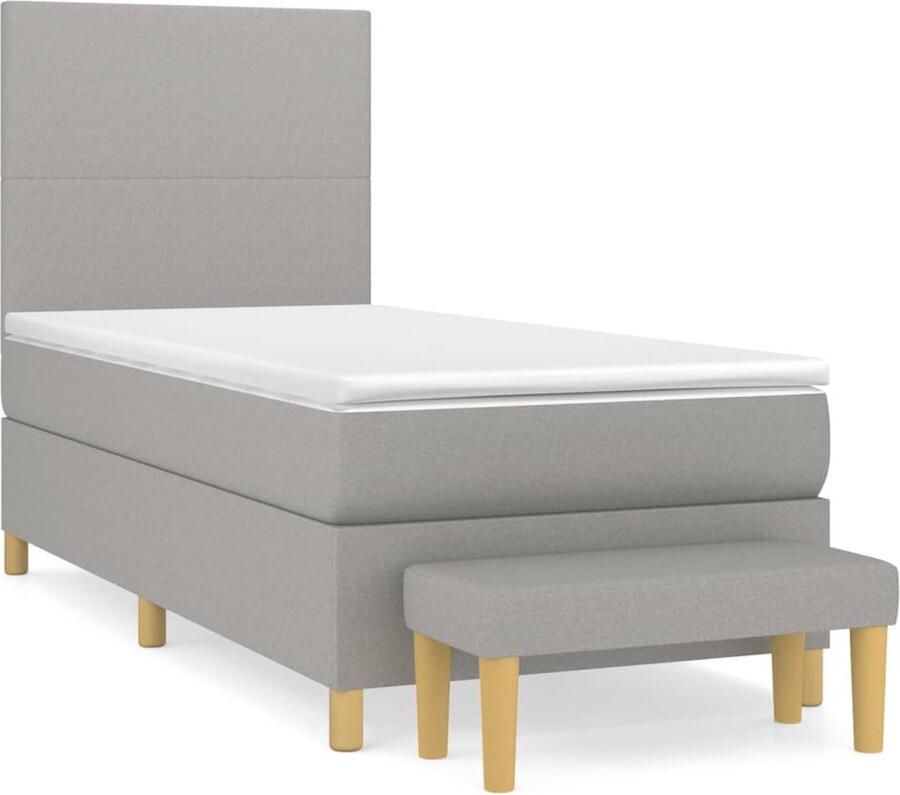 VidaXL Boxspring 80x200 cm Lichtgrijs Inclusief Matras Boxspringbed Boxspring Tweepersoonsbed Bed Frame Grijs Bed Pocketed Spring Mattress Adjustable Headboard Multifunctionele Bank - Foto 2