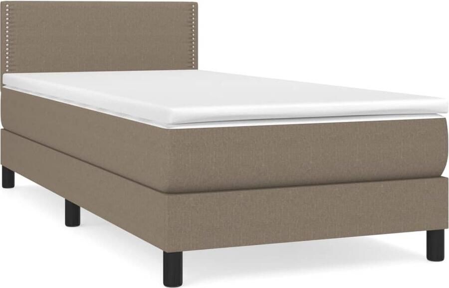 VidaXL Boxspring 90x190 cm Inclusief Matras & Topmatras Boxspringbed Boxspring Tweepersoonsbed Bed Taupecouleur Pocketingmatras Ergonomisch Bed Stapelbed - Foto 2