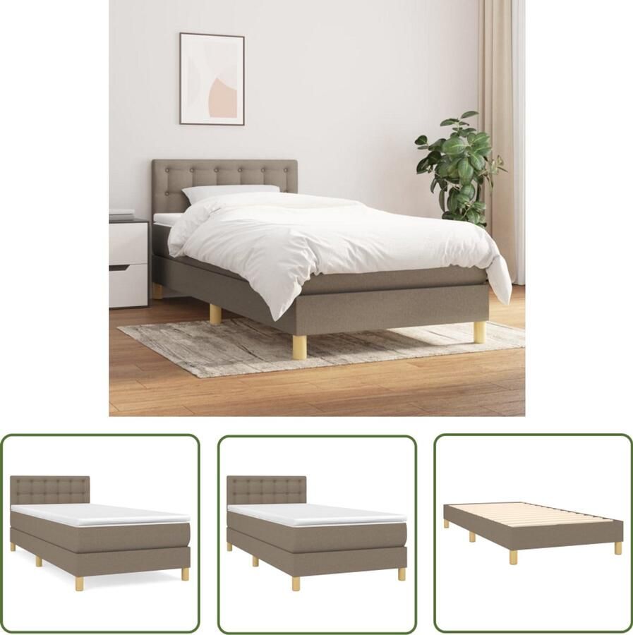 VidaXL Boxspring 90x190 cm Inclusief Matrassen Taupe Boxspringbed Boxspring Tweepersoonsbed Slaapkamerinrichting Bed Met Hoofdbord Taupec
