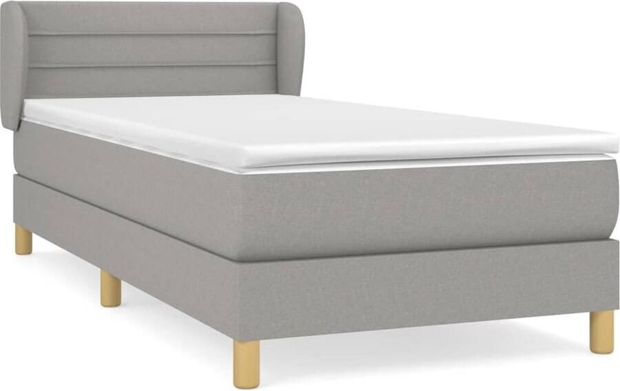 VidaXL Boxspring Lichtgrijs 80x200 cm Inclusief Matras Boxspringbed Boxspring Slaapkamerinrichting Tweepersoonsbed Comfortabel Bed Grijs Bed Frame Nieuw Bed King Size Bed - Foto 3
