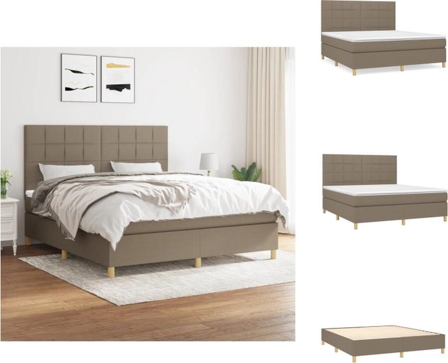 VidaXL Boxspring Boxsprings Bed Slaapmeubel Boxspring met matras stof taupe 180x200 cm - Foto 2