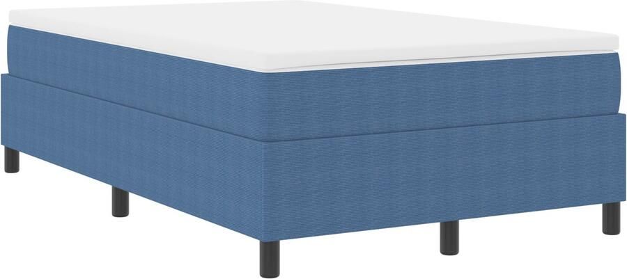 VidaXL Boxspring bed Blauw en Wit 203 x 120 x 60 cm Katoenen stof