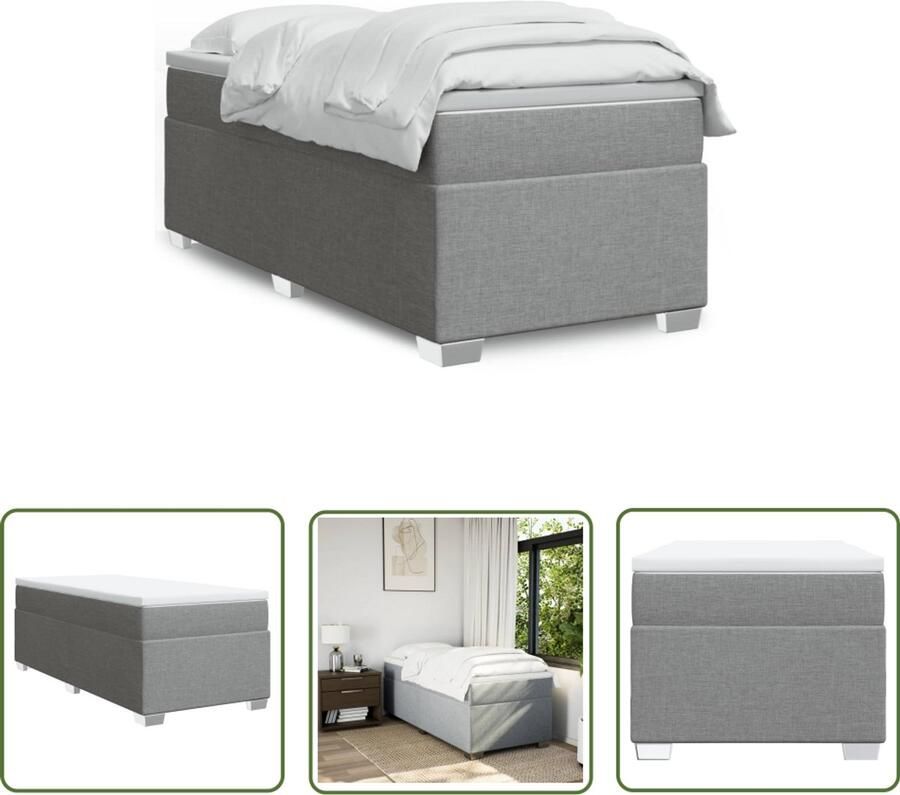 VidaXL Boxspring Bed Boxspring met matras stof lichtgrijs 90x190 cm Slaapcomfort Matras Topmatras