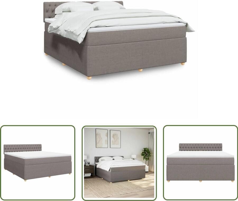 VidaXL Boxspring Bed Boxspring met matras stof taupe 180x200 cm Slaapcomfort Matras Pocketveringmatras