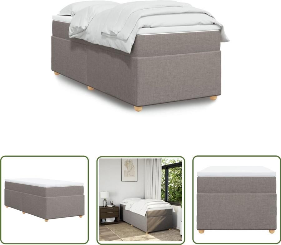 VidaXL Boxspring Bed Boxspring met matras stof taupe 90x190 cm Slaapcomfort Taupecleur Stoffen Bed