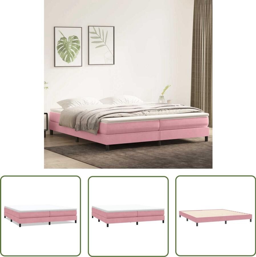 VidaXL Boxspring Bed Boxspring zonder matras fluweel roze 200x210 cm Fluweel Bed Roze Boxspring Tweepersoons Boxspring