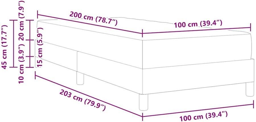 VidaXL Boxspring bed met matras Lichtgrijs 100 x 200 cm Stof