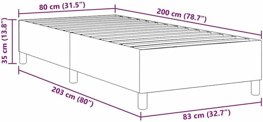 VidaXL Donkergrijs Textiel 80 x 200 cm Eenpersoonsbedframe Rechthoekig - Foto 2