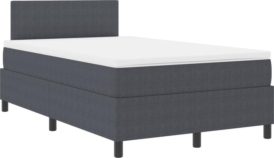 VidaXL Boxspring Bed met Matras & LED Donkergrijs 120x200 cm Corduroy Stof