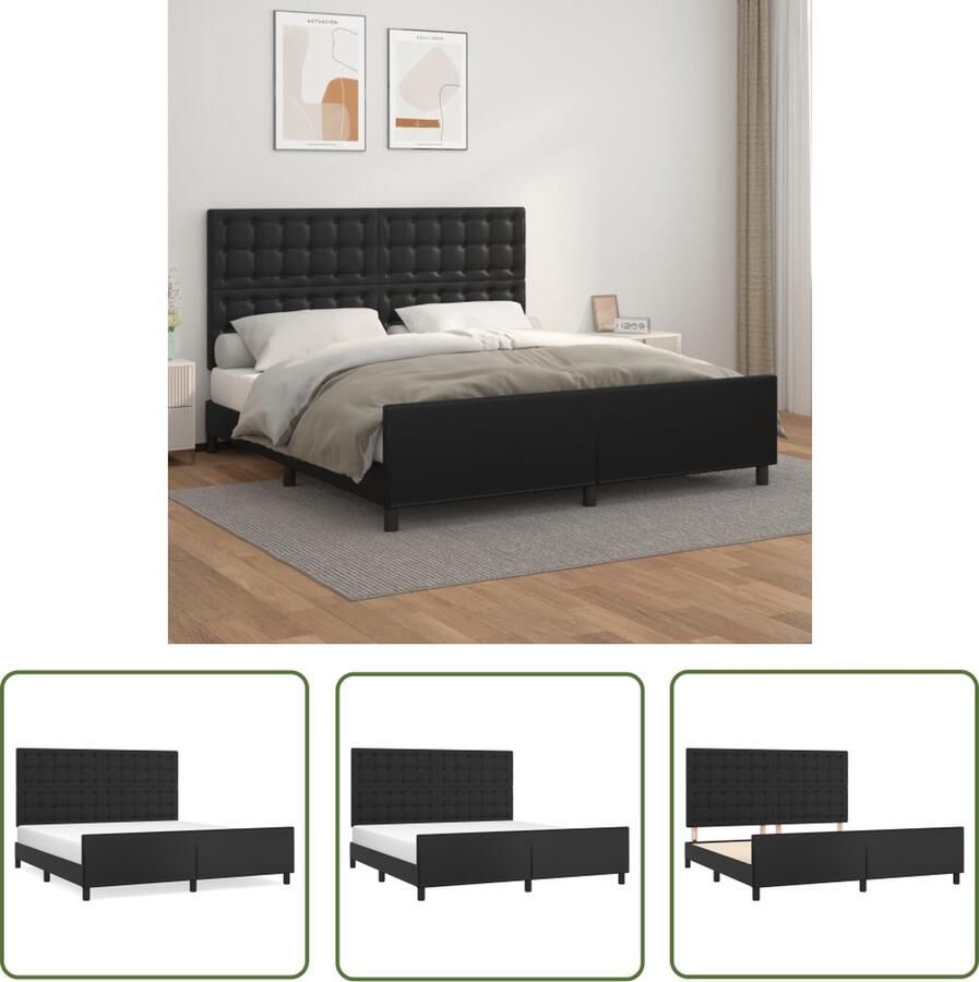 The Living Store Bedframe Kunstleer Verstelbaar hoofdeinde Stabiele poten Multiplex lattenbodem Comfortabele ondersteuning Bed Frame Kunstleder Bed Verstelbaar Hoofdeinde Stabiel Bed Multiplex Lattenbodem - Foto 2