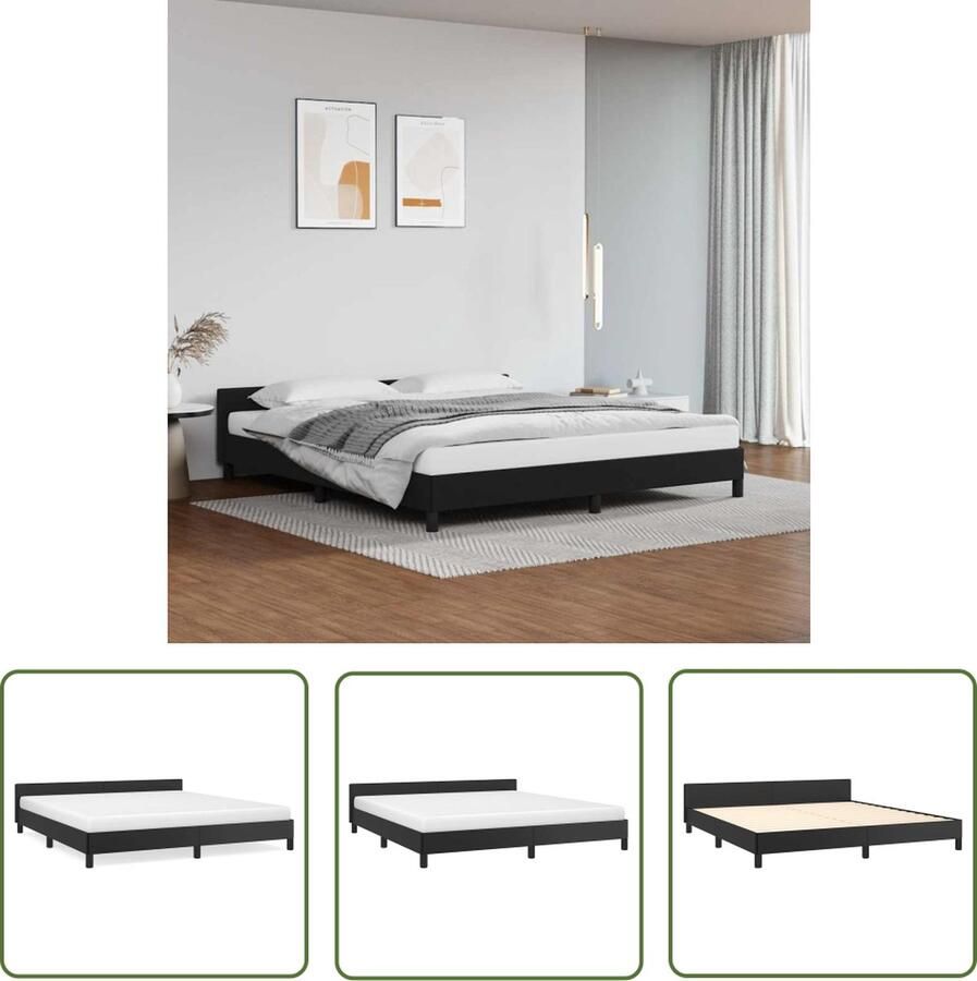The Living Store Bedframe met hoofdbord kunstleer zwart 180x200 cm Bedframe Met Hoofdbord Bedframes Met Hoofdborden Bedframe Bed Slaapmeubel Bedbodem Ledikant Eenpersoonsbed Slaapbed Bedframes Bedden