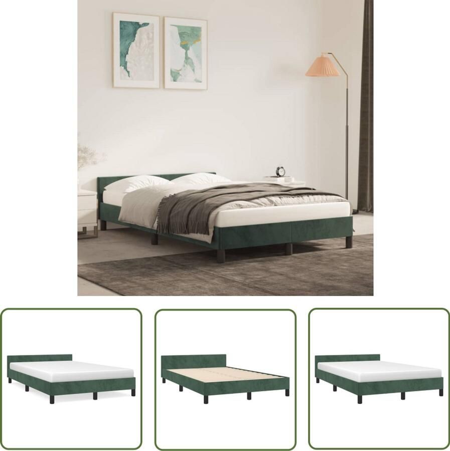 VidaXL Boxspring Bed Frame Bedframe zonder matras 120x190 cm fluweel donkergroen Tweepersoonsbed Donkere Kleuren Fluweel