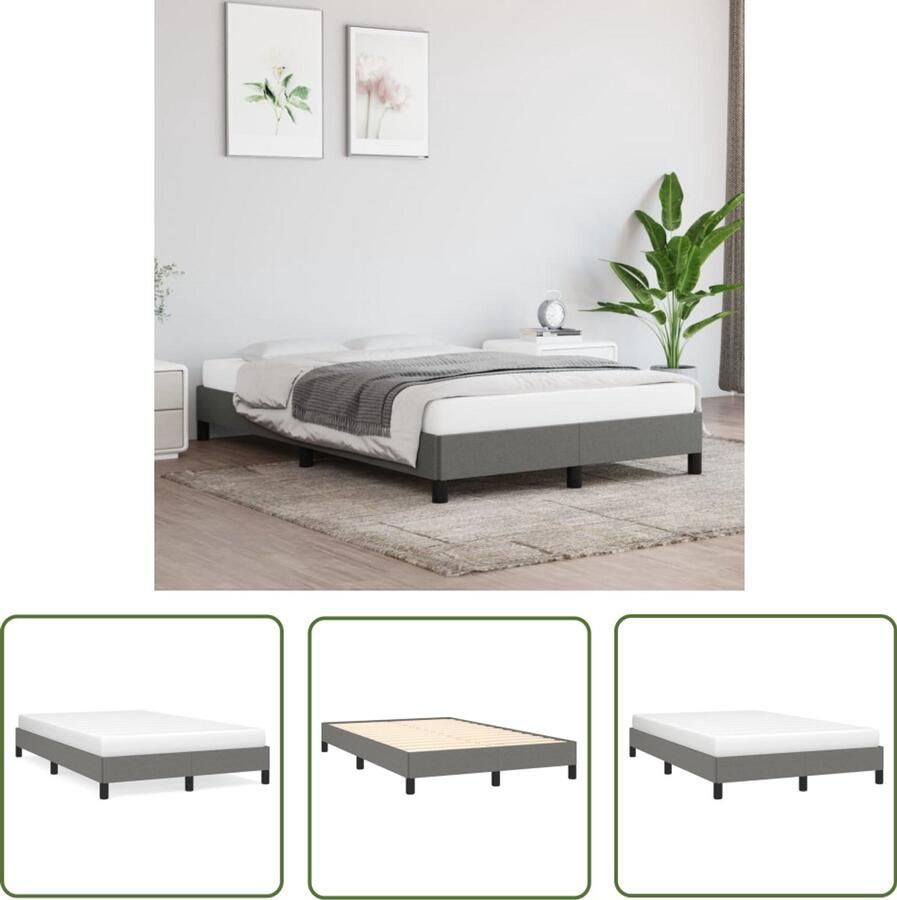VidaXL Bedframe Slaapcomfort Bedframe zonder matras 120x190 cm stof donkergrijs Boxspring Tweepersoonsbed Donkere Kleuren