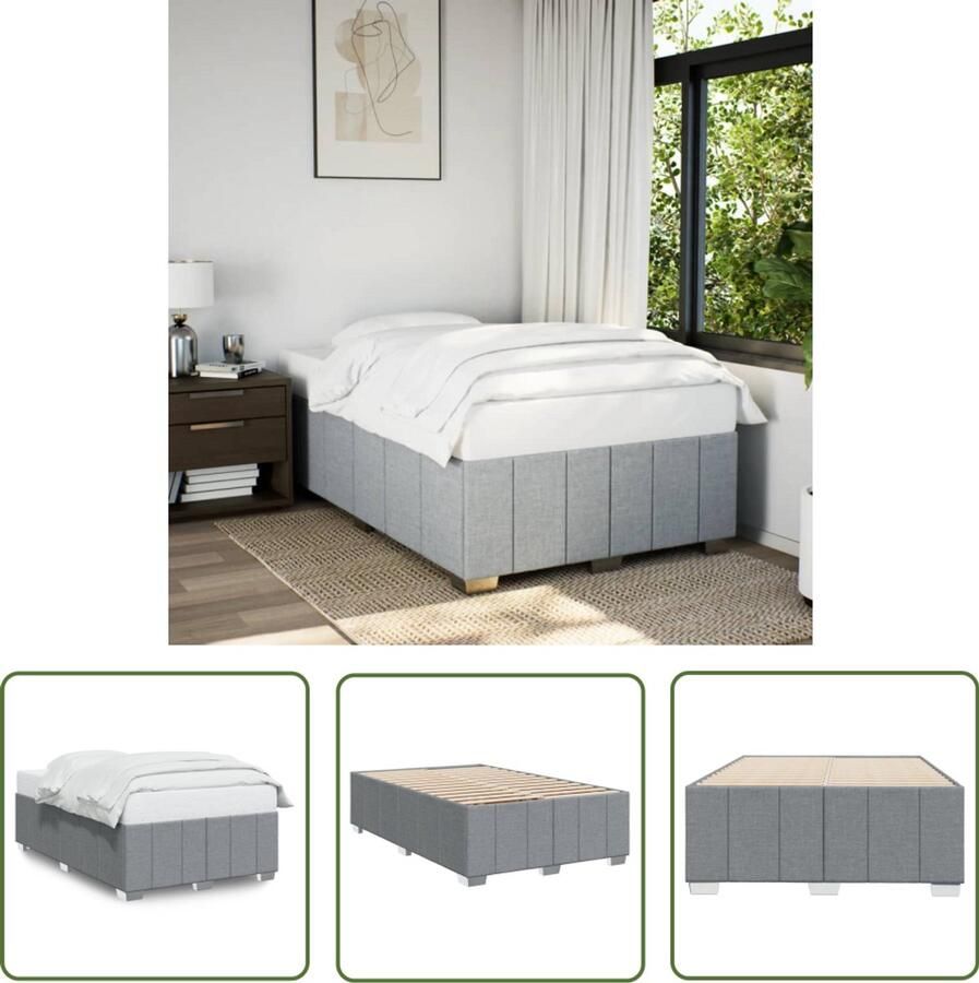 VidaXL Boxspring Bed Frame Bedframe zonder matras 120x190 cm stof lichtgrijs Tweepersoonsbed Hoofdbord Slatted Base