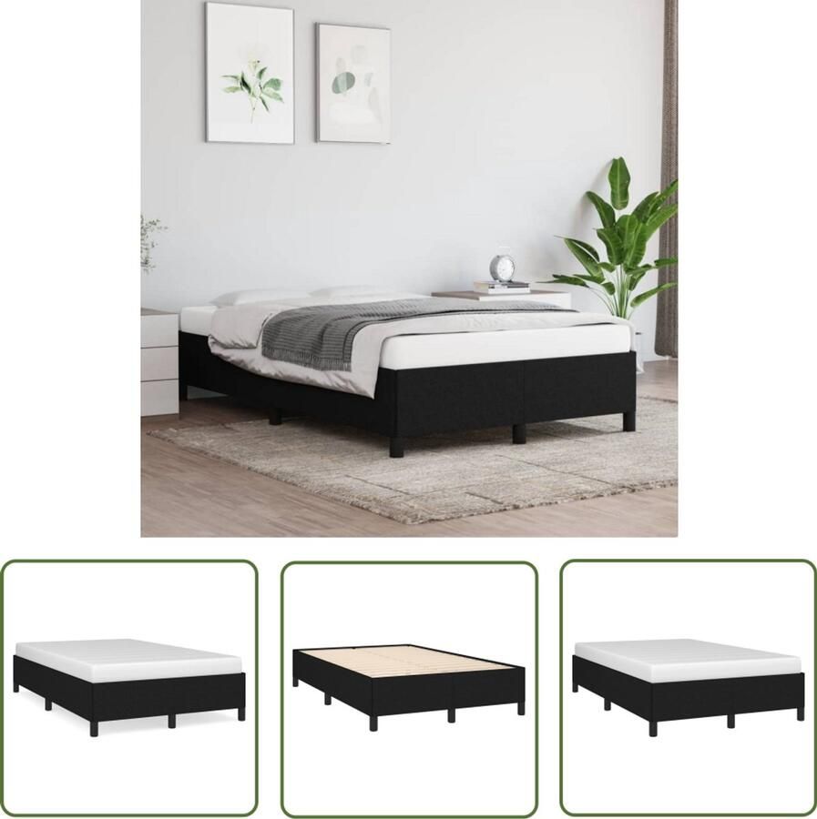 VidaXL Boxspring Bed Frame Bedframe zonder matras 120x190 cm stof zwart Tweepersoonsbed Stapelbed Kinderbed