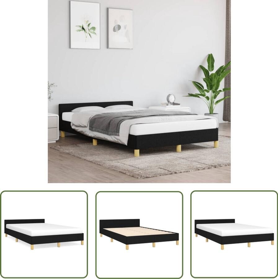 VidaXL Boxspring Bed Frame Bedframe zonder matras 120x190 cm stof zwart Tweepersoonsbed Zwarte Bed Modern Bed