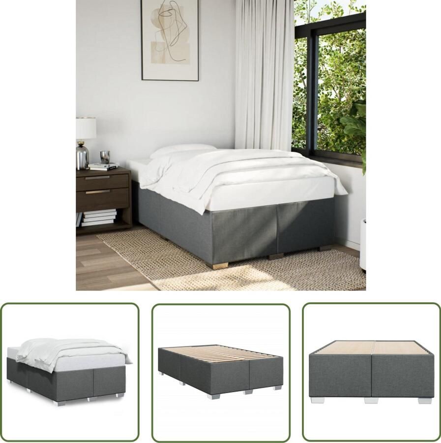 VidaXL Boxspring Bed Frame Bedframe zonder matras 120x200 cm stof donkergrijs Tweepersoonsbed Slaapcomfort Houten Bed