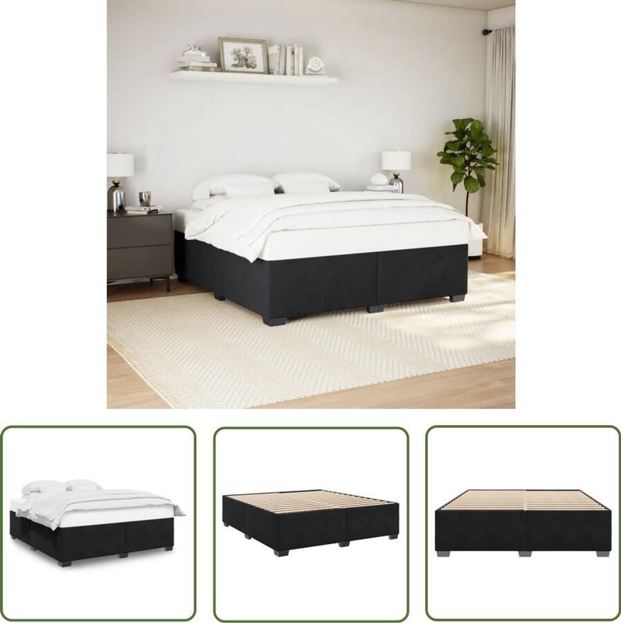 VidaXL Boxspring Bed Frame Bedframe zonder matras 200x200 cm fluweel zwart Tweepersoonsbed Zwarte Bed Velvet Bed
