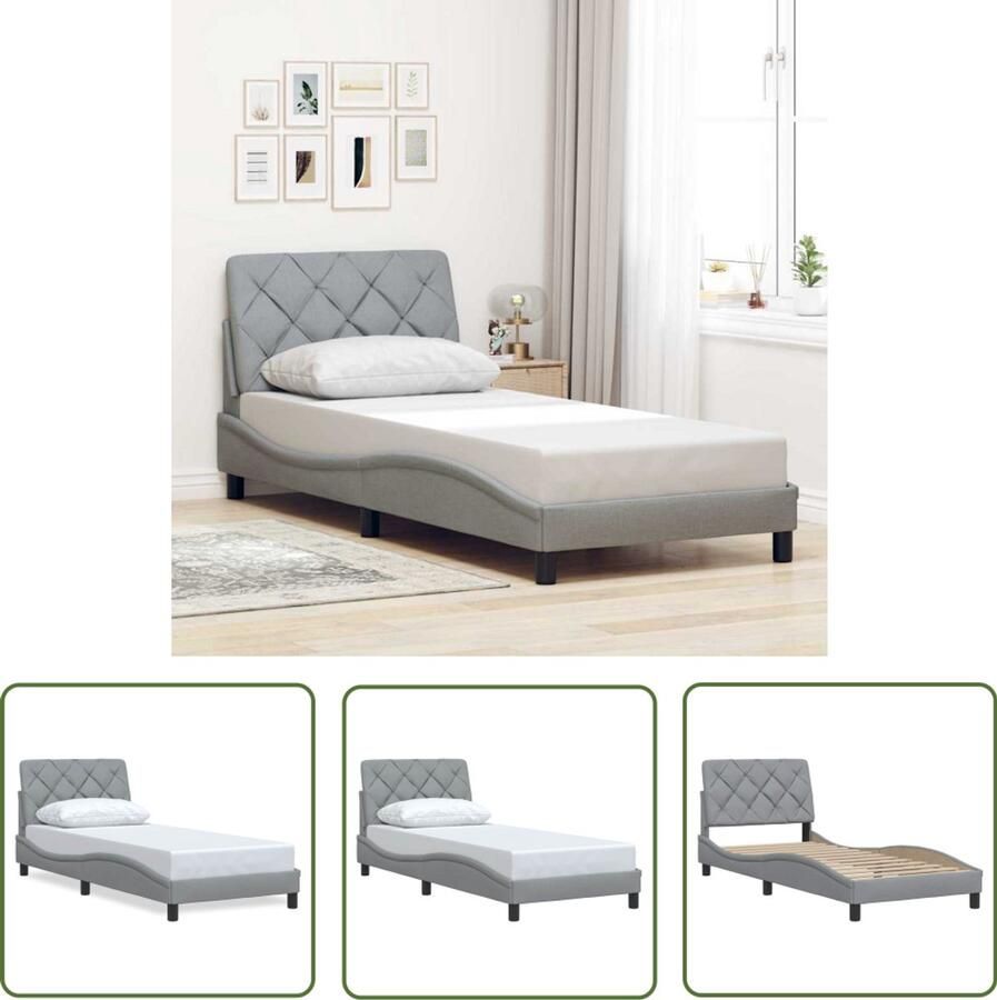 VidaXL Boxspring Bed Frame Bedframe zonder matras 90x200 cm stof lichtgrijs Tweepersoonsbed Slaapcomfort Slaapkamersdecoratie