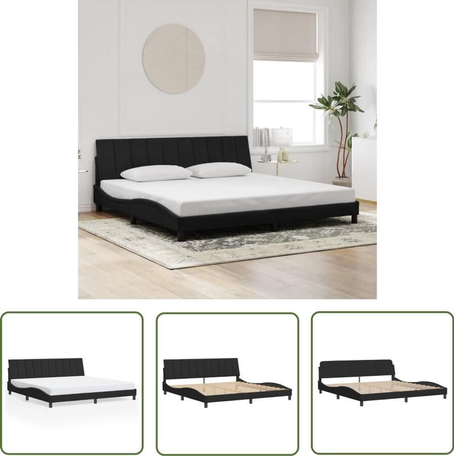 VidaXL Boxspring Bed Frame Bedframe zonder matras Hanko 200x200 cm fluweel zwart Tweepersoonsbed Slaapcomfort Design Bed