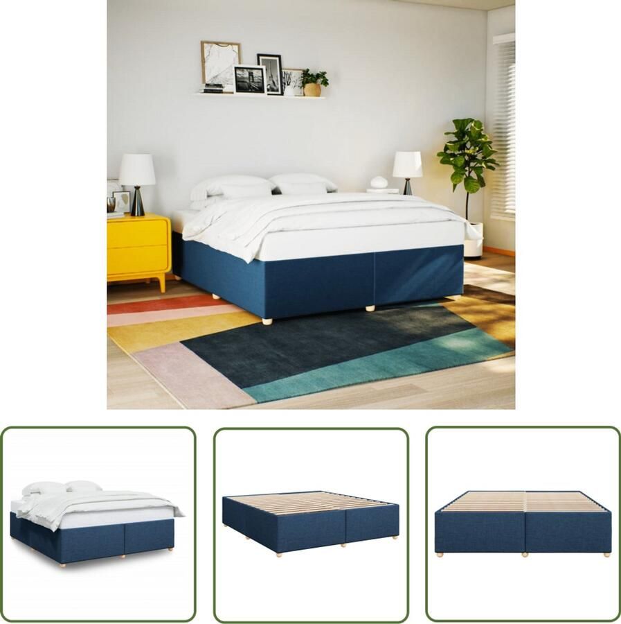 VidaXL Boxspring Bed Frame Bedframe zonder matras stof blauw 200x200 cm Slaapcomfort Tweepersoonsbed Slaapkamers
