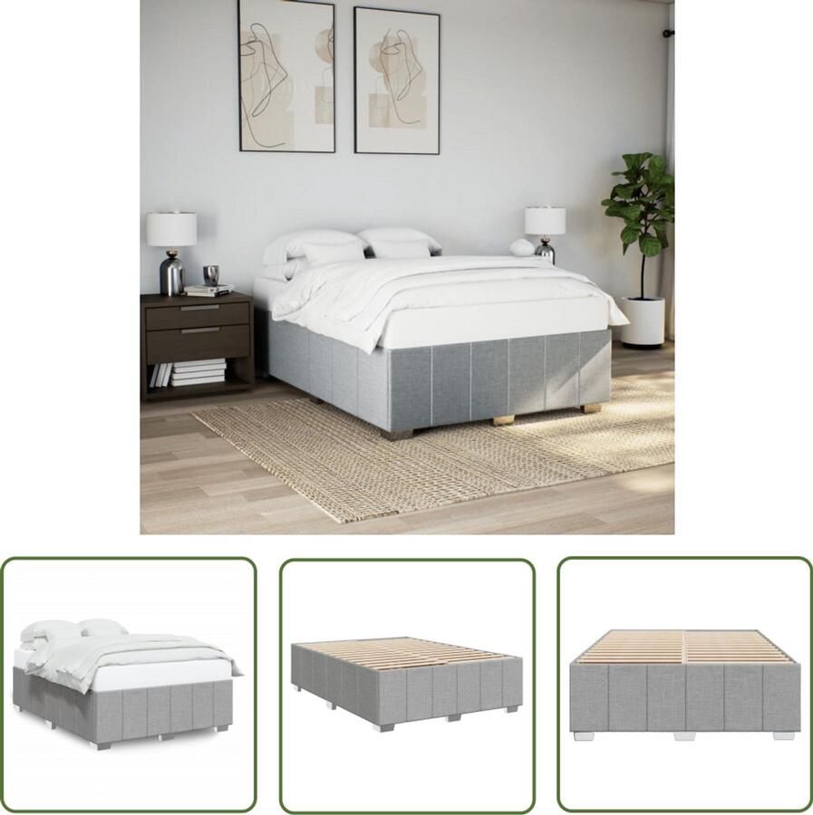 VidaXL Boxspring Bed Frame Bedframe zonder matras stof lichtgrijs 160x200 cm Tweepersoonsbed Slaapcomfort Houten Bed