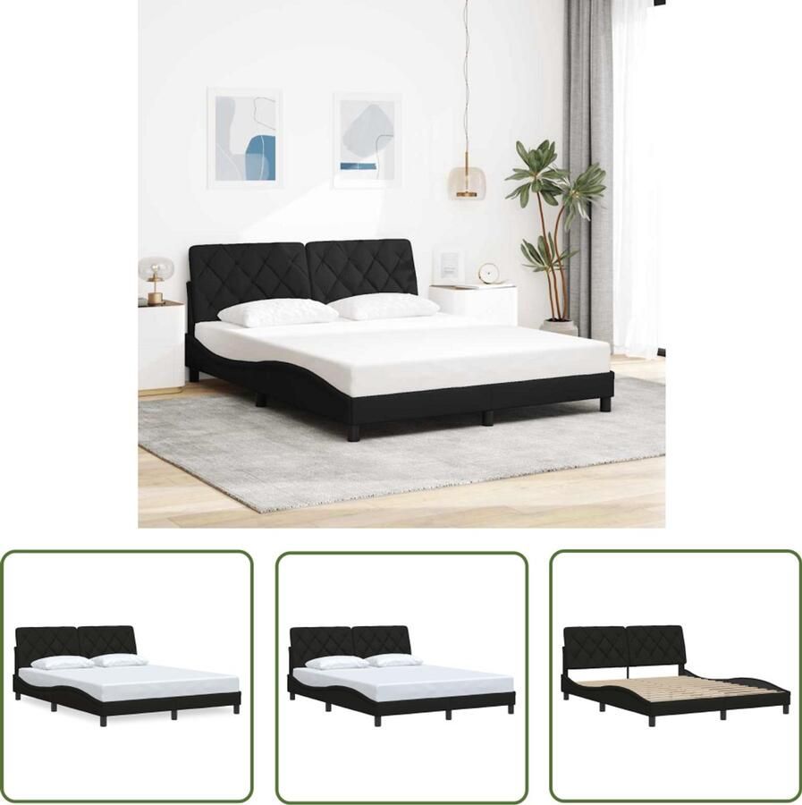 VidaXL Boxspring Bed Frame Bedframe zonder matras stof zwart 160x200 cm Tweepersoonsbed Slaapcomfort Slaapkamersdecoratie