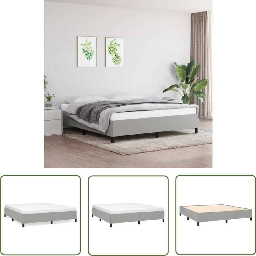 VidaXL Bedframe Lichtgrijs 160x200 cm Stof Bedframe Tweepersoonsbed Boxspring Slaapkamerinrichting Grijs Bed Stoffen Bedframe
