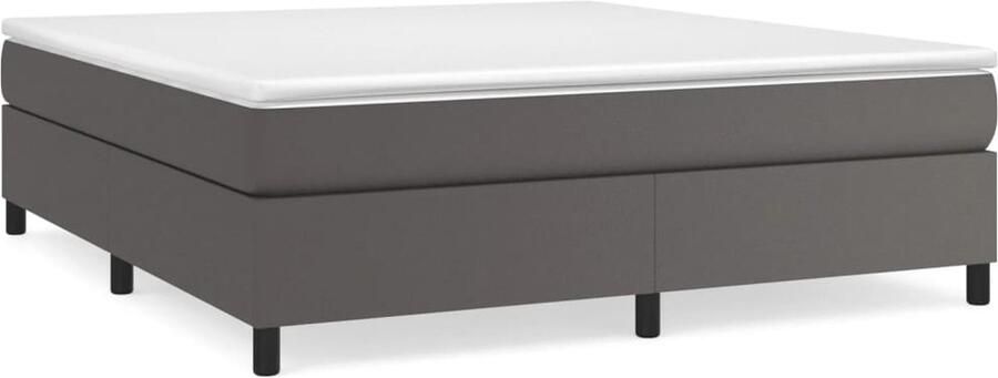 VidaXL Boxspringbedframe kunstleer grijs 180x200 cm - Foto 4