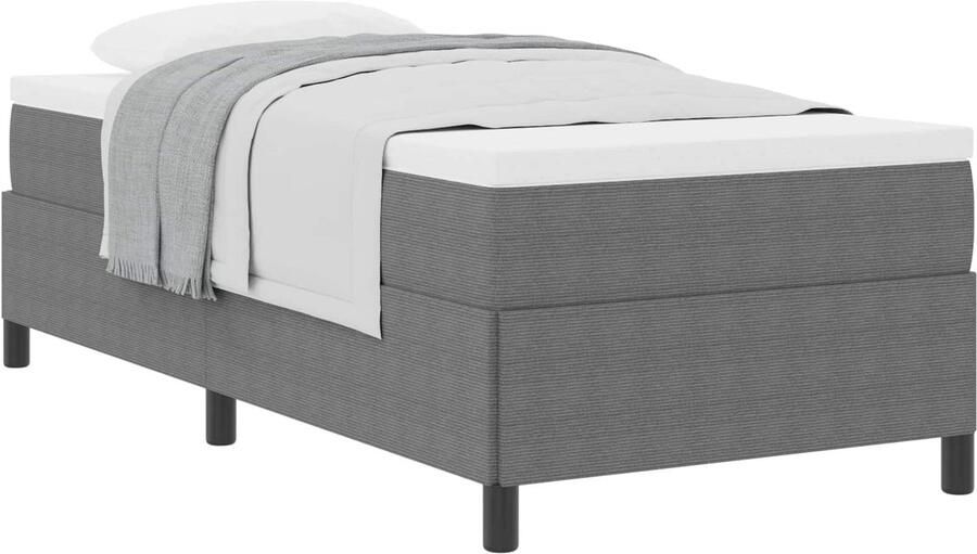 VidaXL Bedframe Lichtgrijs Stof Metaal 90 x 190 cm Duurzaam Bedframe - Foto 3