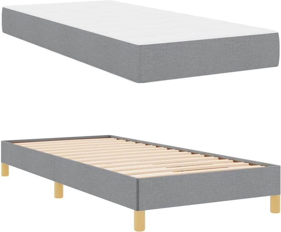 VidaXL Boxspring bed Lichtgrijs en Bruin 90 x 190 cm
